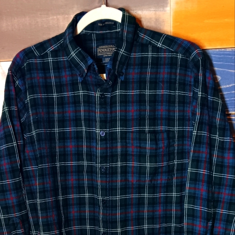 Pendleton Sir Pendleton Wool Flannel L Plaid Gree… - image 2